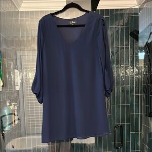 Lulus Navy Blue V-Neck Dress